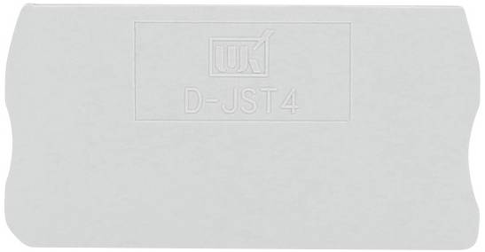 Etichetta grigia in plastica con l'incisione 'D-JST4' e un logo sopra.
