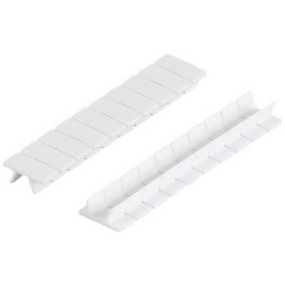 Due canaline portacavi bianche in plastica con coperchi rimovibili, mostrate in una vista leggermente inclinata, progettate per una sistemazione ordinata dei cavi.