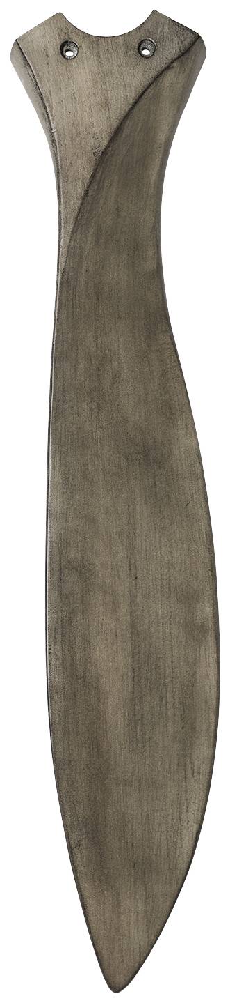 Una parte di posate in legno rustico con due piccoli fori in alto e una forma curva. Utilizzato come accessorio decorativo per la cucina.