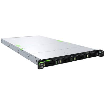 Un server rack mount argentato con multiple fessure di ventilazione e dettagli verdi. Adatto per data center e infrastrutture IT.