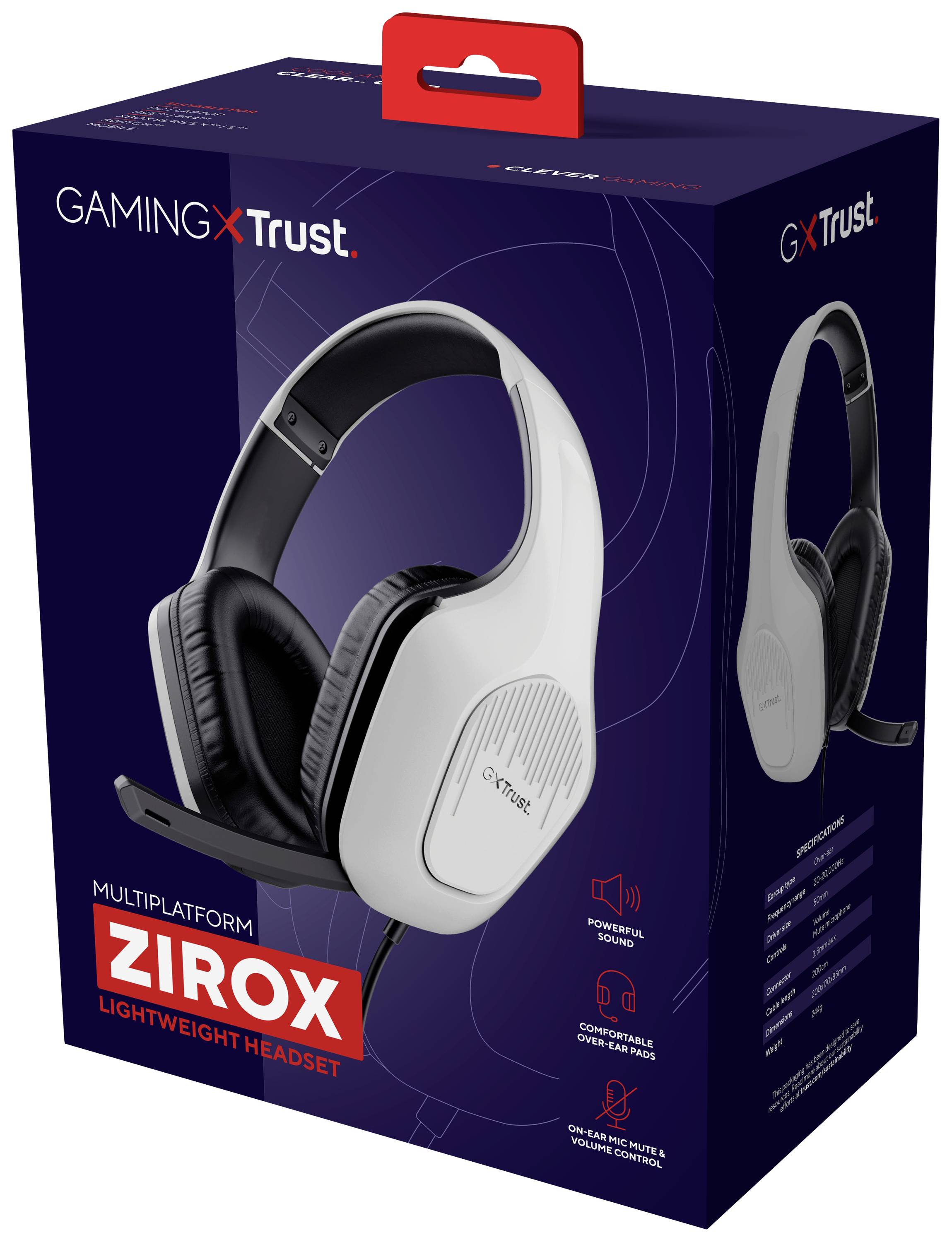 Trust GXT 415W Zirox Auricolare Cablato A Padiglione Giocare Bianco-7