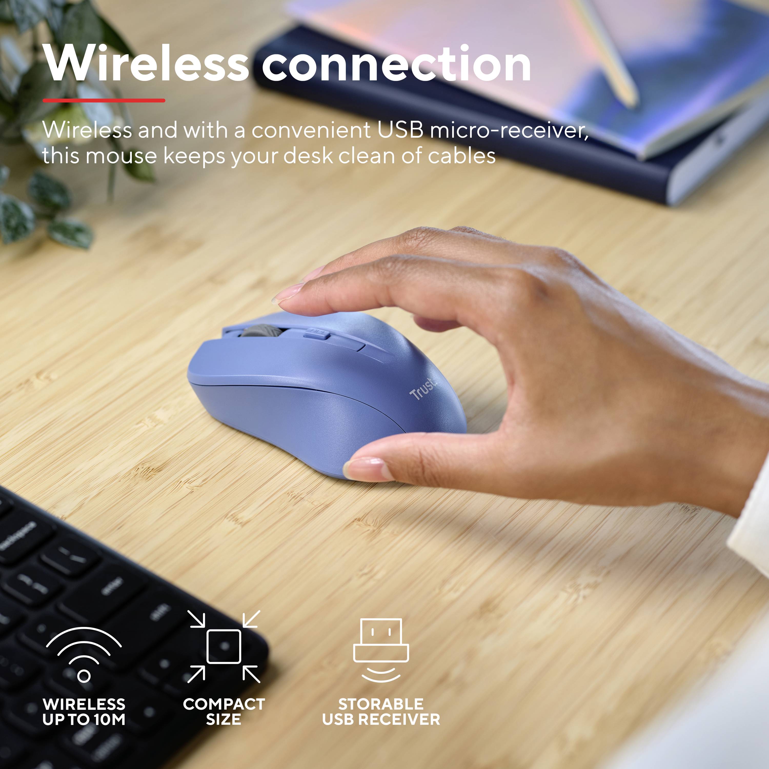 Trust MYDO SILENT Mouse Senza fili (radio) Ottico Blu 4 Tasti 1800 dpi-8