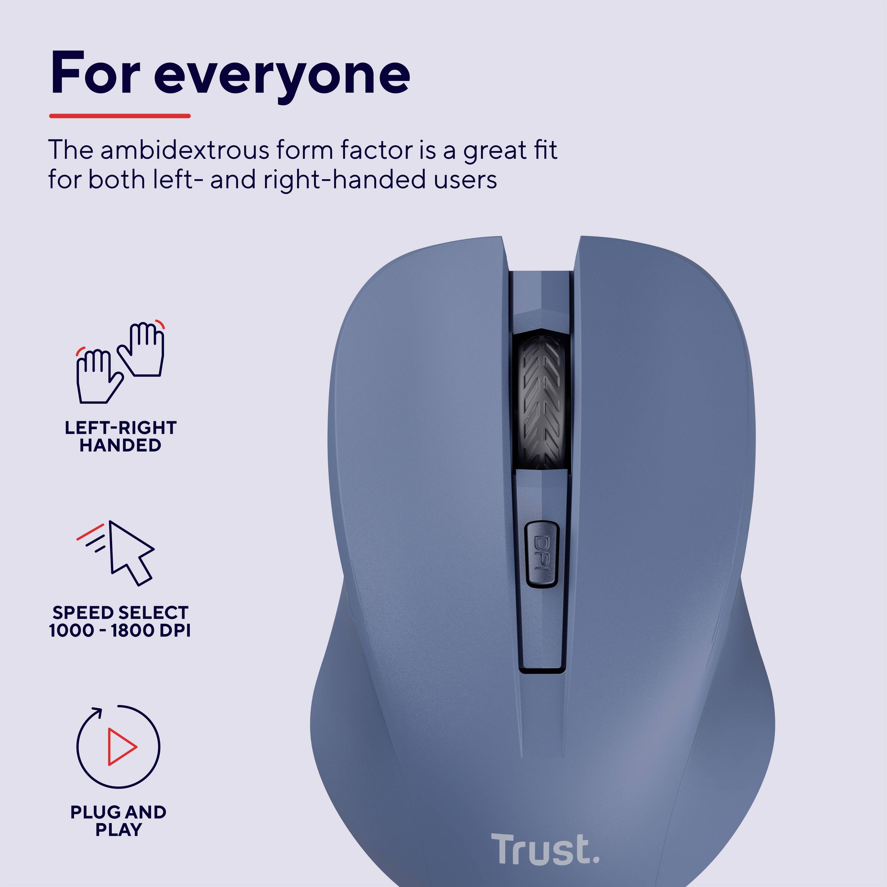 Trust MYDO SILENT Mouse Senza fili (radio) Ottico Blu 4 Tasti 1800 dpi-9