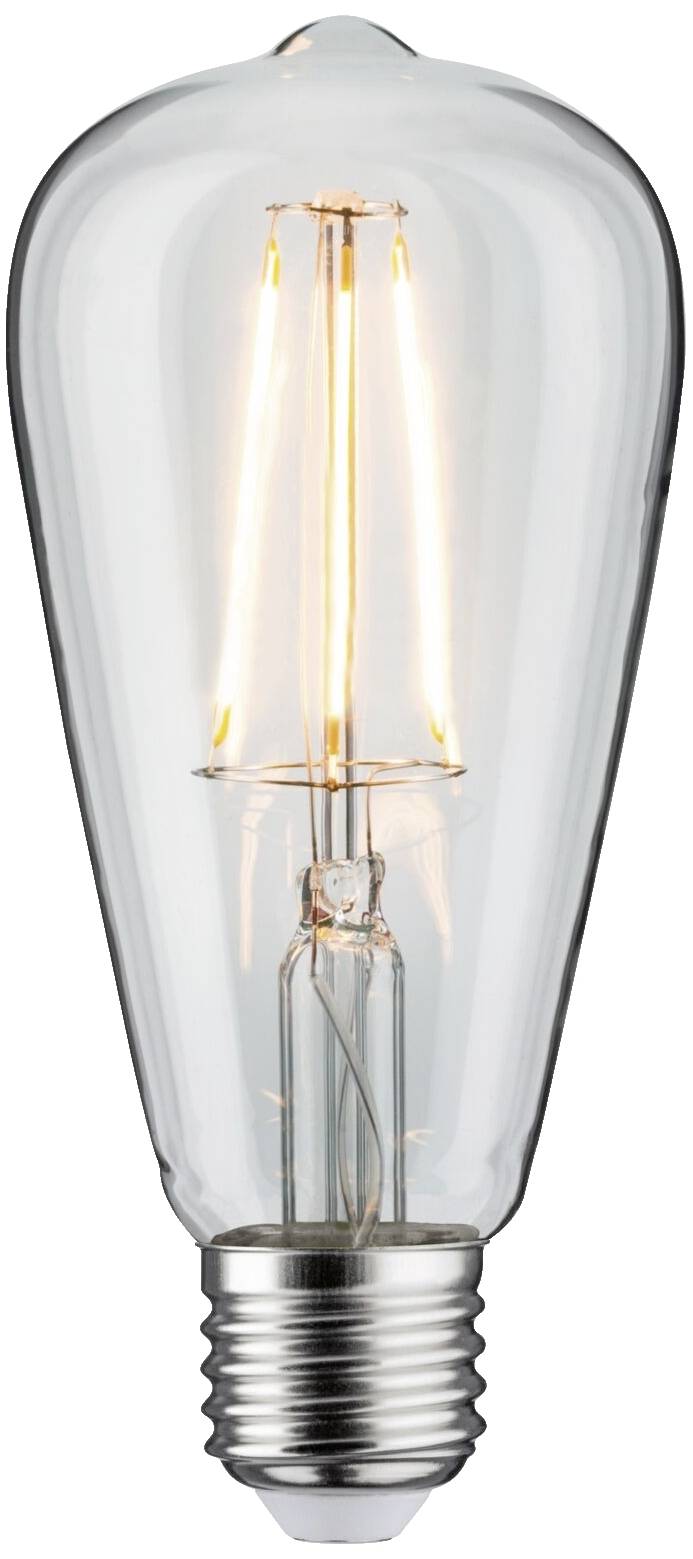 Lampadina con filamento visibile, illuminata.