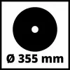 "Ø 355 mm" con un simbolo circolare che rappresenta un disco con un foro al centro.