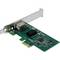 Una scheda di rete Ethernet verde con connettore a innesto e componenti elettronici saldati, tra cui un connettore RJ45.