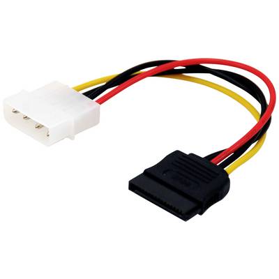 Cavo adattatore di alimentazione con un connettore Molex bianco a 4 pin e un connettore di alimentazione SATA nero, utilizzato per componenti PC.