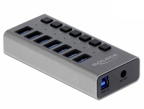 Delock 63669 Hub USB 7 Porte USB-A USB 3.2 Gen1 5 GBit/s  Grigio 63669