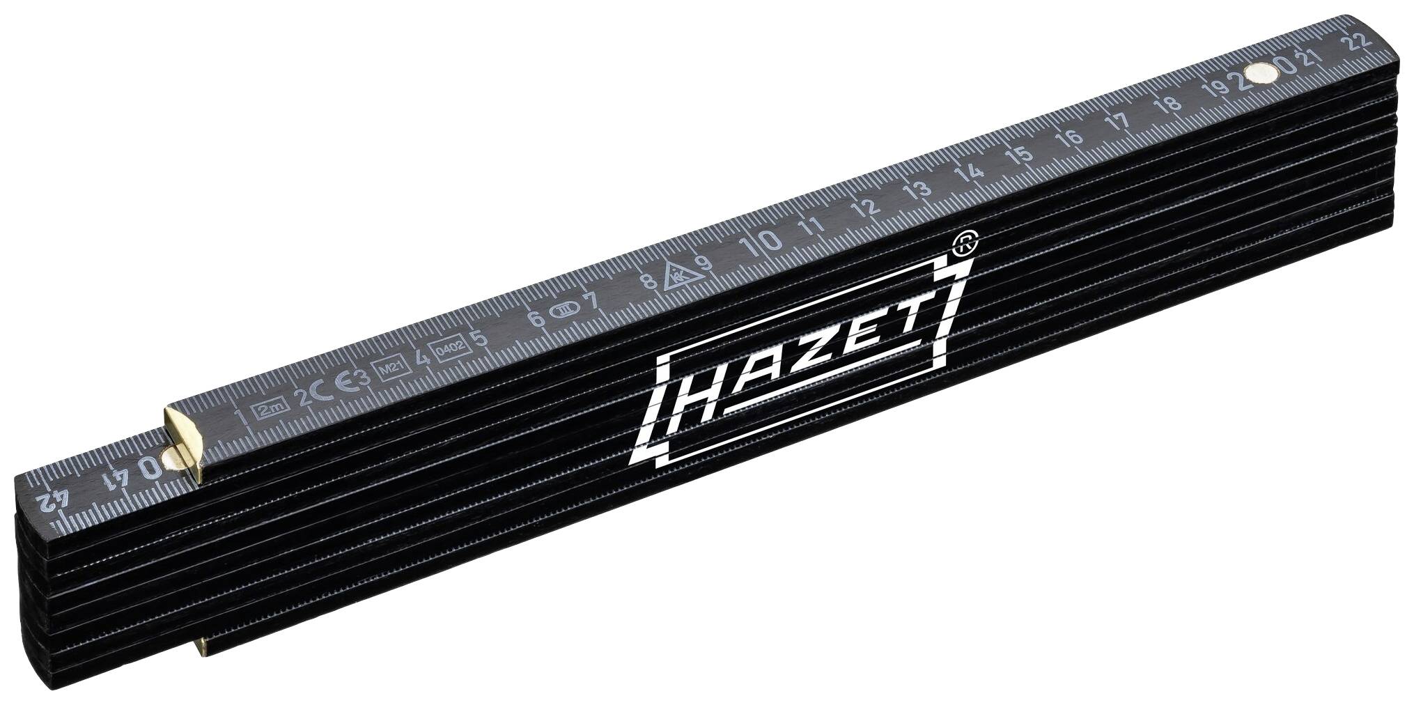 Righello pieghevole della marca Hazet, nero con divisione in centimetri.