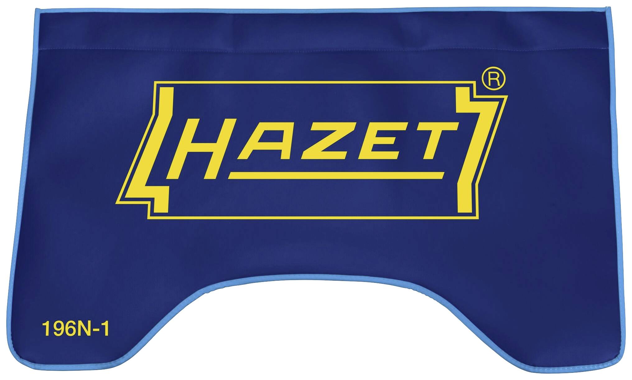 Cuscinetto di protezione blu con logo giallo 'HAZET' al centro e '196N-1' nell'angolo, utilizzato per proteggere le superfici durante i lavori.