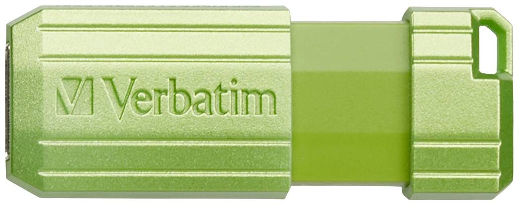 Chiavetta USB verde con il logo 'Verbatim' sul lato.