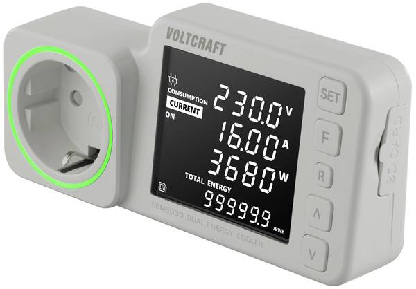 VOLTCRAFT SEM5000 DUAL Misuratore costi energetici Previsione di spesa, Funzione allarme, Tariffa elettrica impostabile, Funzione datalogger