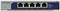 Switch di rete Netgear con cinque porte Ethernet, numerate da 1 a 5. A sinistra, il LED di alimentazione è illuminato in verde.