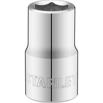Un inserto per chiave a bussola cromato della marca Stanley, dalla forma cilindrica, per lavori di avvitamento.