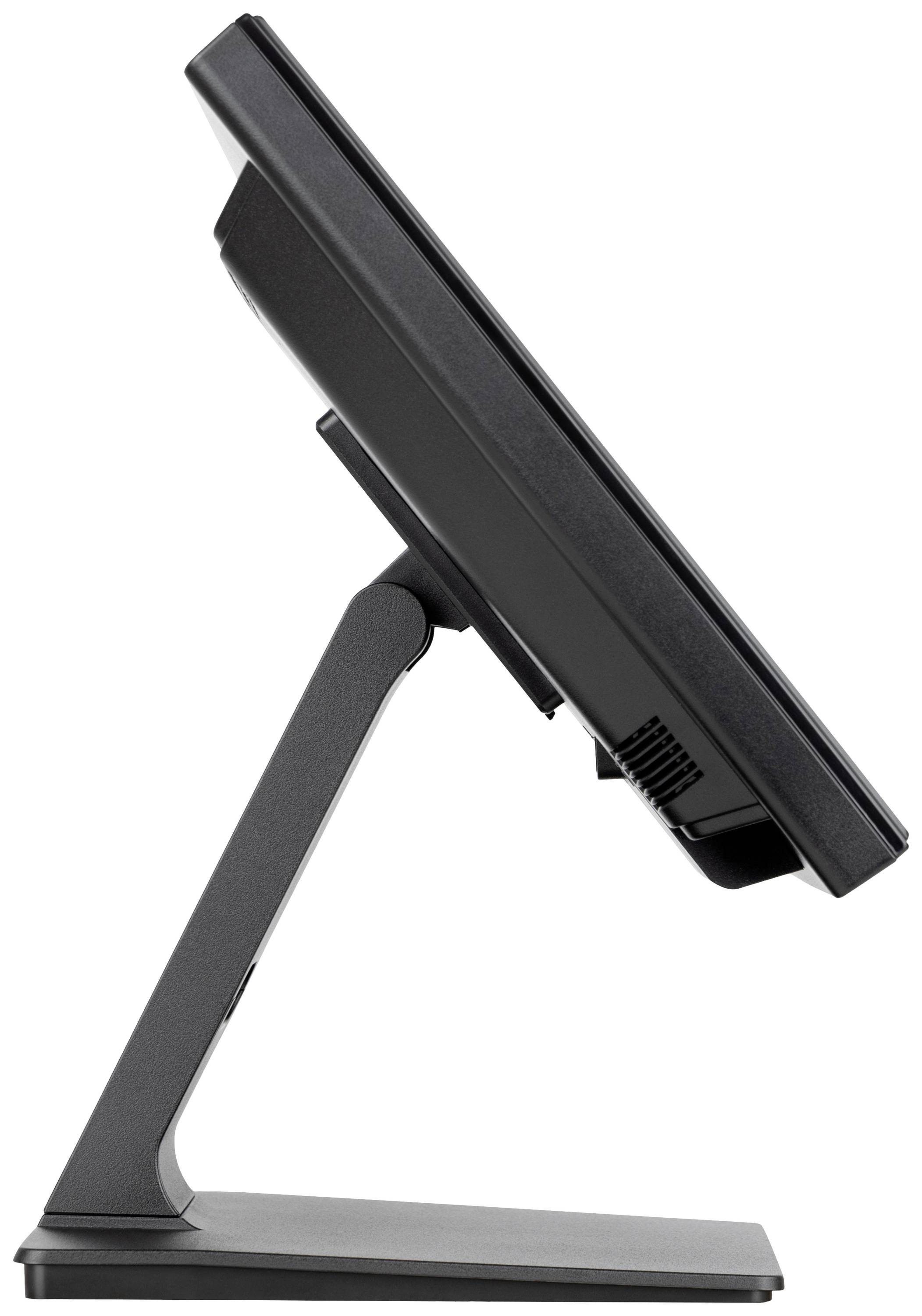 Un monitor per computer raffigurato di lato su un piedistallo girevole, che mostra la sua struttura snella e l'ergonomia moderna.