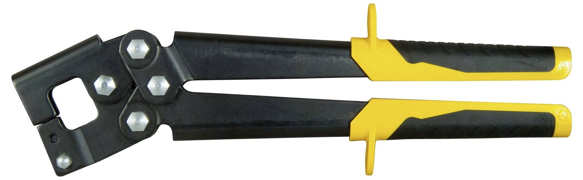 Un tronchese con impugnature nere e dettagli gialli, adatto al taglio di barre o fili metallici.