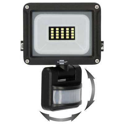 Faro di sicurezza a LED con sensore di movimento, mostrato su un supporto girevole regolabile per orientare la luce.