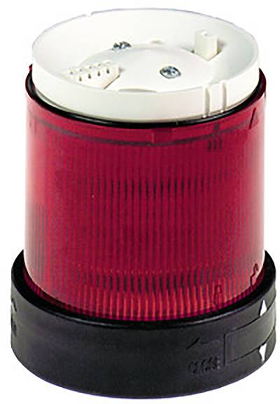 Luce di avvertimento rossa in forma cilindrica su base nera, idonea per applicazioni industriali di segnalazione visiva.