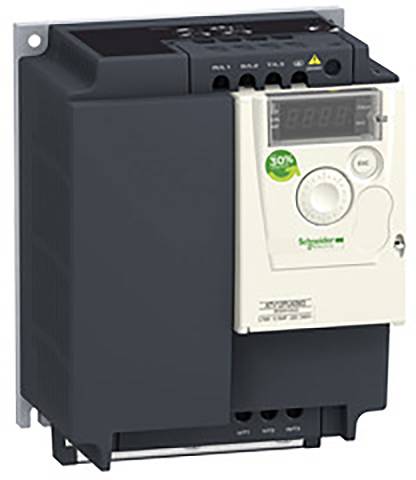 Un dispositivo elettrico di Schneider Electric, grigio scuro e bianco, con display LED e pulsanti di controllo. Utilizzato per la gestione energetica.