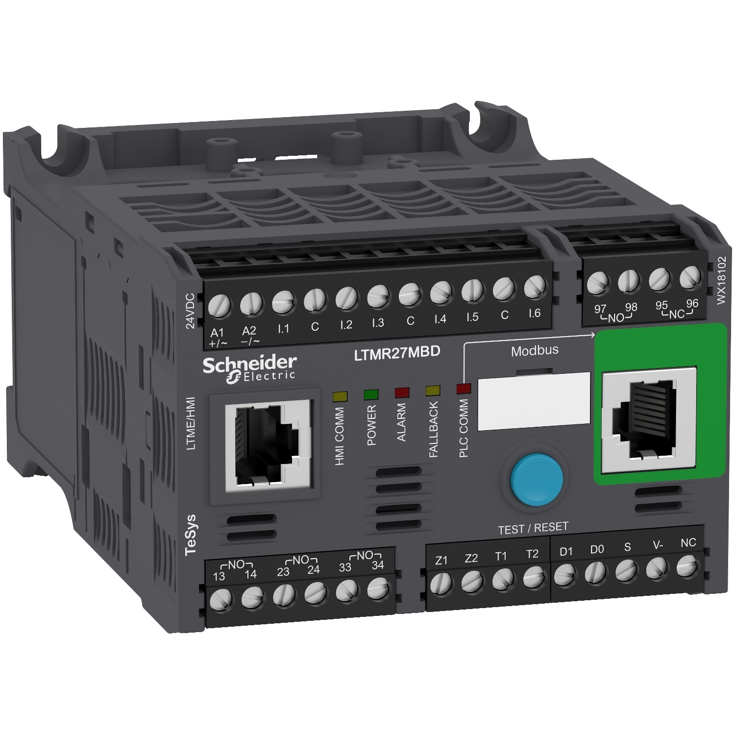 'Schneider Electric LTMR27MBD', un dispositivo elettronico di controllo con molteplici connessioni e comandi, destinato all'uso industriale.