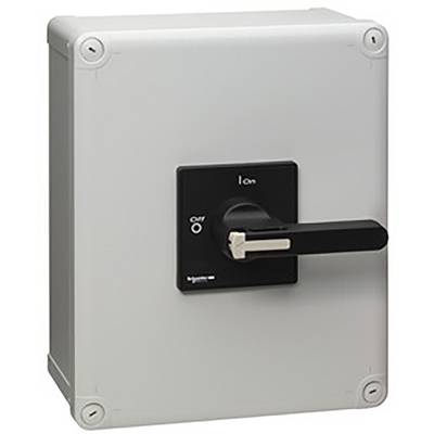Un involucro grigio rettangolare con un interruttore nero al centro, contrassegnato con 'On' e 'Off'.