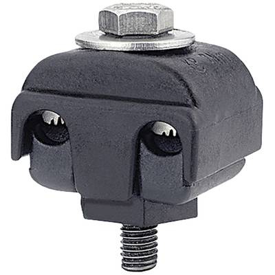 Un connettore nero con guaina isolante in plastica e due viti metalliche in alto. Utilizzato per connessioni elettriche.