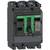 Interruttore di potenza 'ComPacT' di Schneider Electric, tripolare, con leva verde 'ON/OFF' e specifiche sul lato frontale.