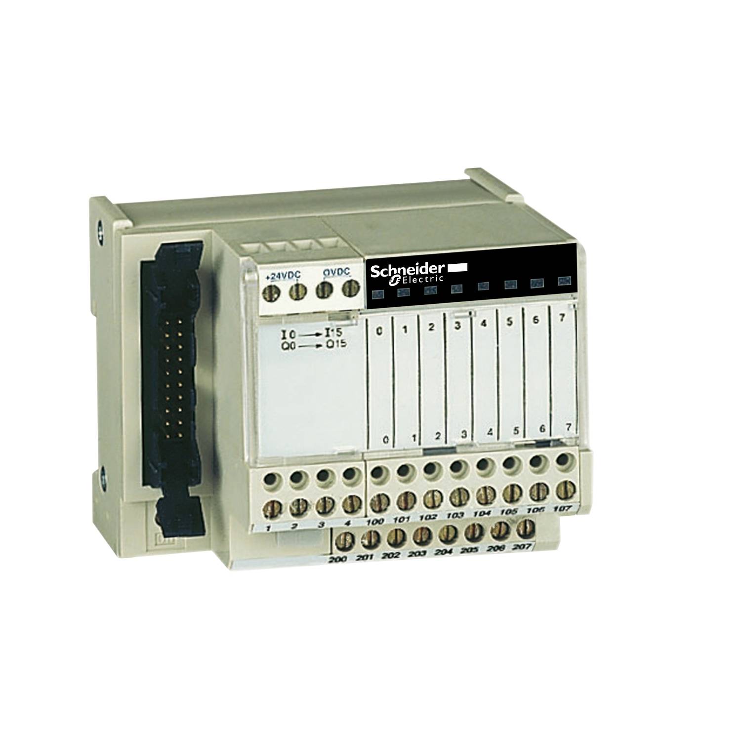 Piccolo dispositivo di controllo di Schneider Electric con più morsetti per l'automazione industriale.