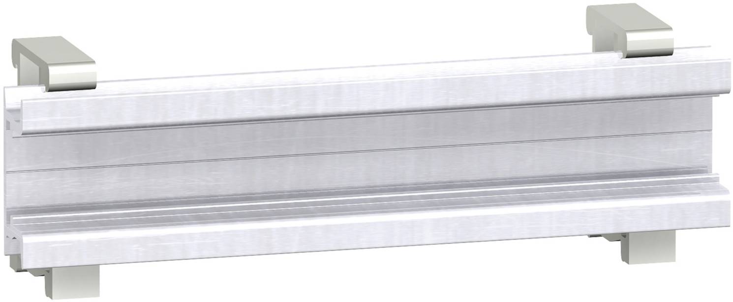 Profilo metallico a forma rettangolare con due clip laterali per il fissaggio. Utilizzato principalmente in applicazioni tecniche.
