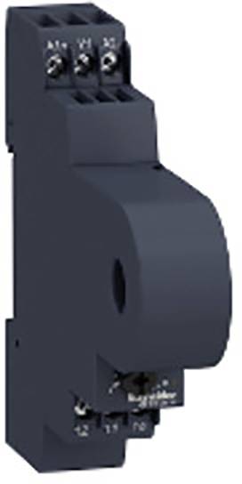 Un componente elettronico nero, probabilmente un sensore o un relè, con connettori e etichette sulla parte superiore e inferiore.