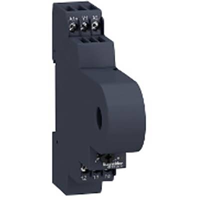 Un componente elettronico nero, probabilmente un sensore o un relè, con connettori e etichette sulla parte superiore e inferiore.