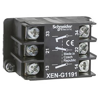 Relè elettrico del marchio Schneider Electric con la scritta 'Made in Czech Republic', numero di modello XEN-G1191, su involucro nero.