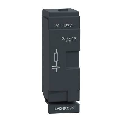 Un dispositivo elettrico di Schneider Electric con l'iscrizione '50 - 127V~', simbolo e numero di modello 'LAD4RC3G'.