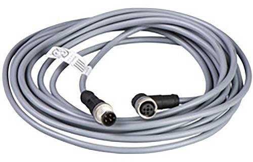 Un lungo cavo grigio con una spina su ciascuna estremità, adatto per connessioni industriali o dispositivi elettronici.