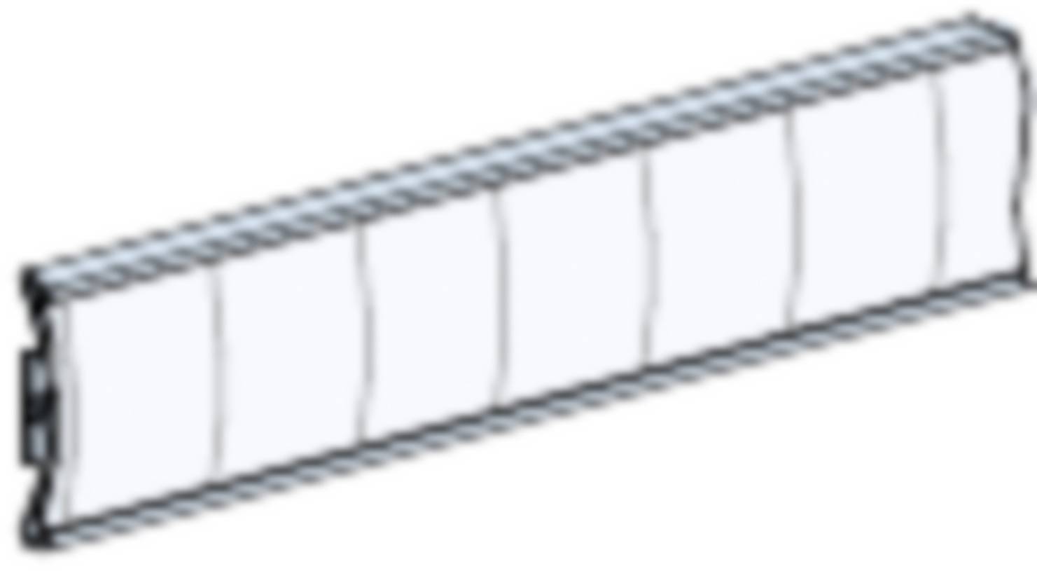 Una copertura bianca per radiatore a forma rettangolare con diversi segmenti verticali.