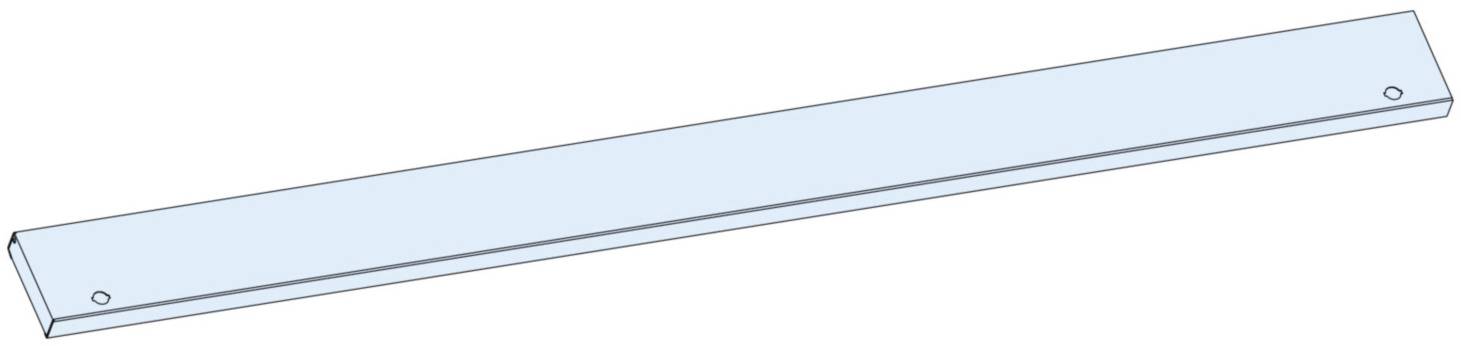 Illustrazione di un righello di legno blu con due fori alle estremità, probabilmente per il fissaggio a parete o l'appensione.