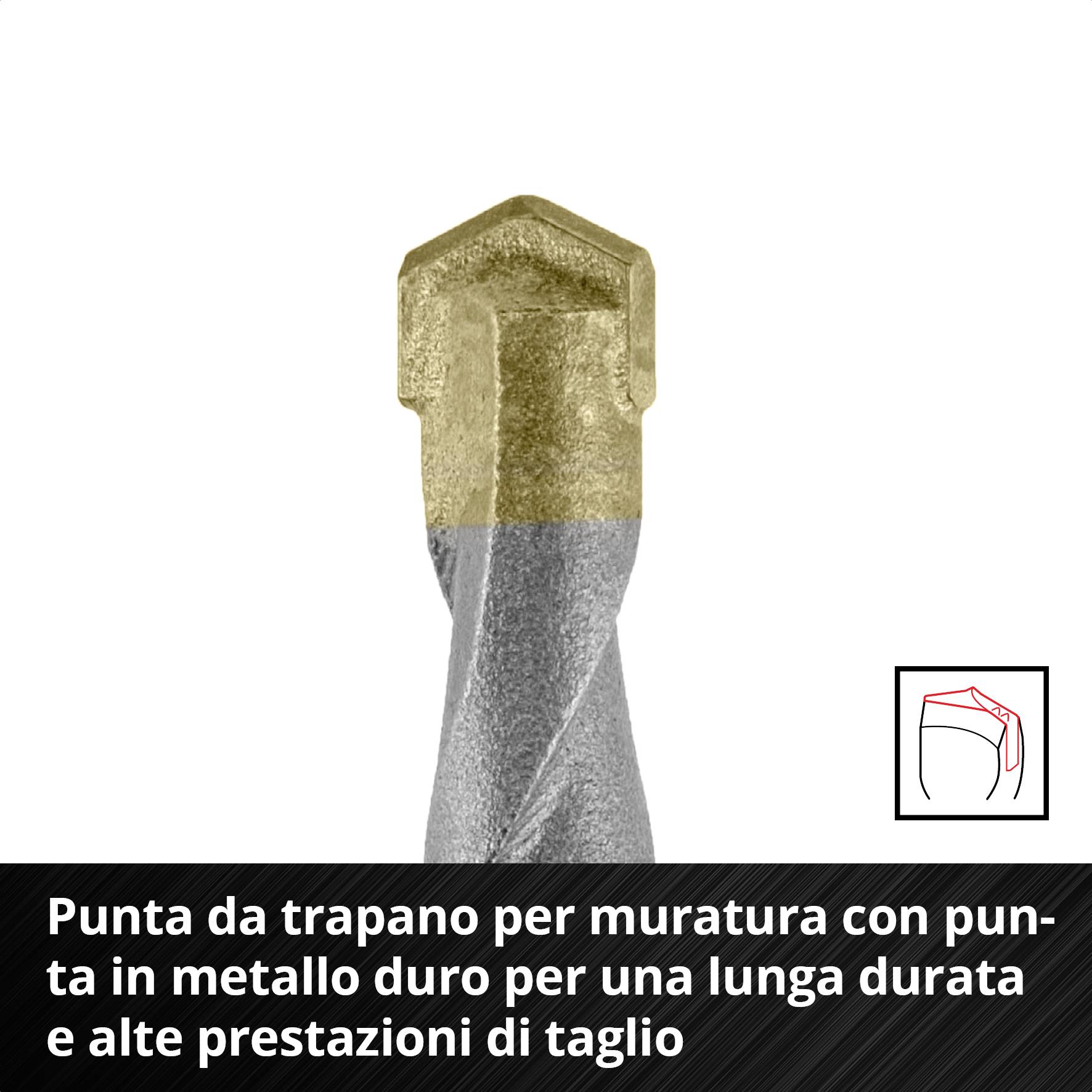 Punta per pietra con placca in metallo duro, progettata per lunga durata e prestazioni di taglio efficienti.