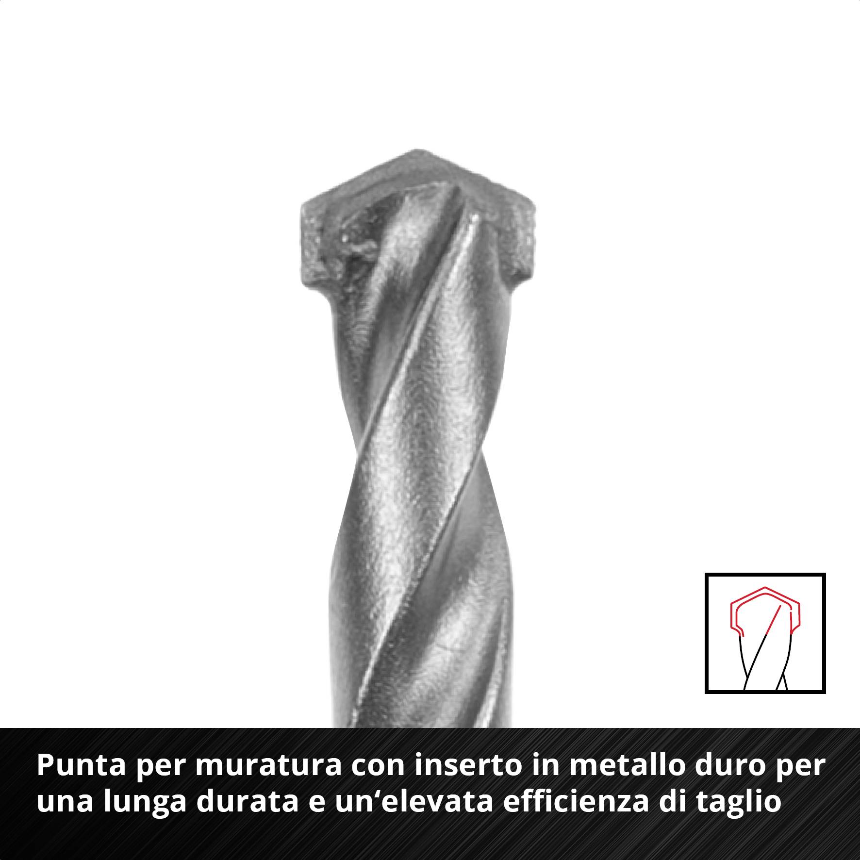 Punta da trapano in metallo duro, colore nero, per aumentare la durata e le prestazioni di taglio.