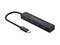 Hub USB con quattro porte USB e un cavo di connessione USB-C, adatto per collegare più dispositivi USB a un computer.
