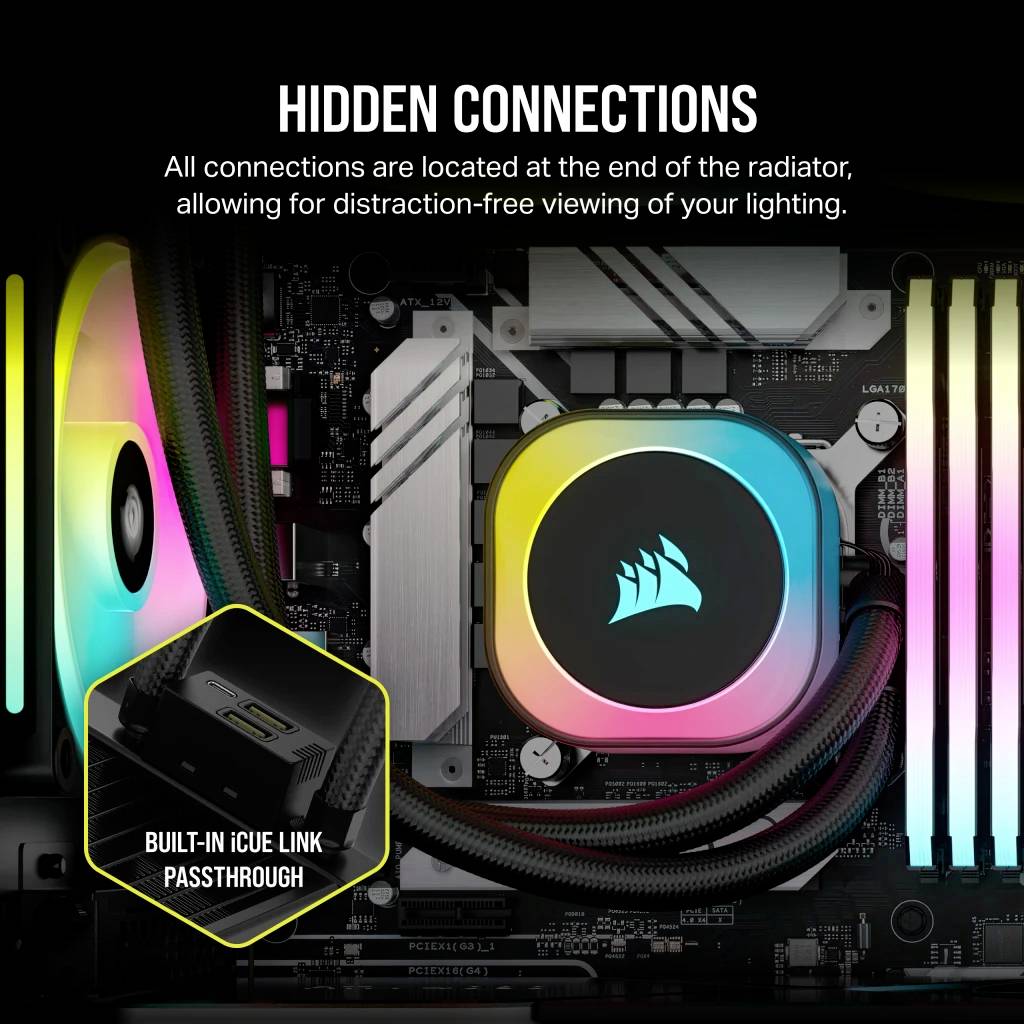 CORSAIR DISSIPATORE ICUE LINK H100I RGB AIO, 240MM RADIATOR, LIQUID CPU COOLER-15