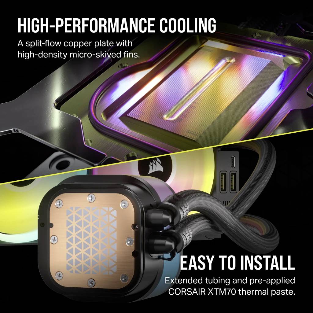 CORSAIR DISSIPATORE ICUE LINK H100I RGB AIO, 240MM RADIATOR, LIQUID CPU COOLER-17