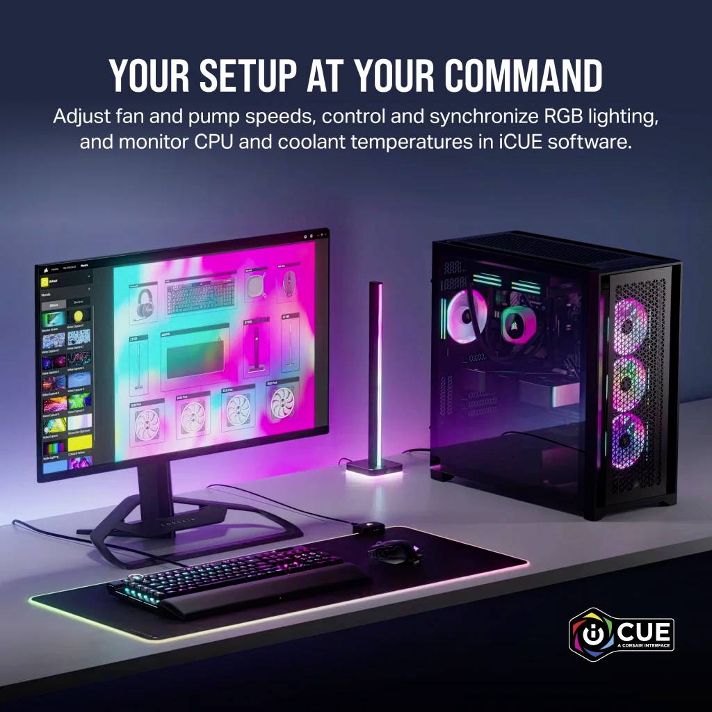 CORSAIR DISSIPATORE ICUE LINK H100I RGB AIO, 240MM RADIATOR, LIQUID CPU COOLER-19