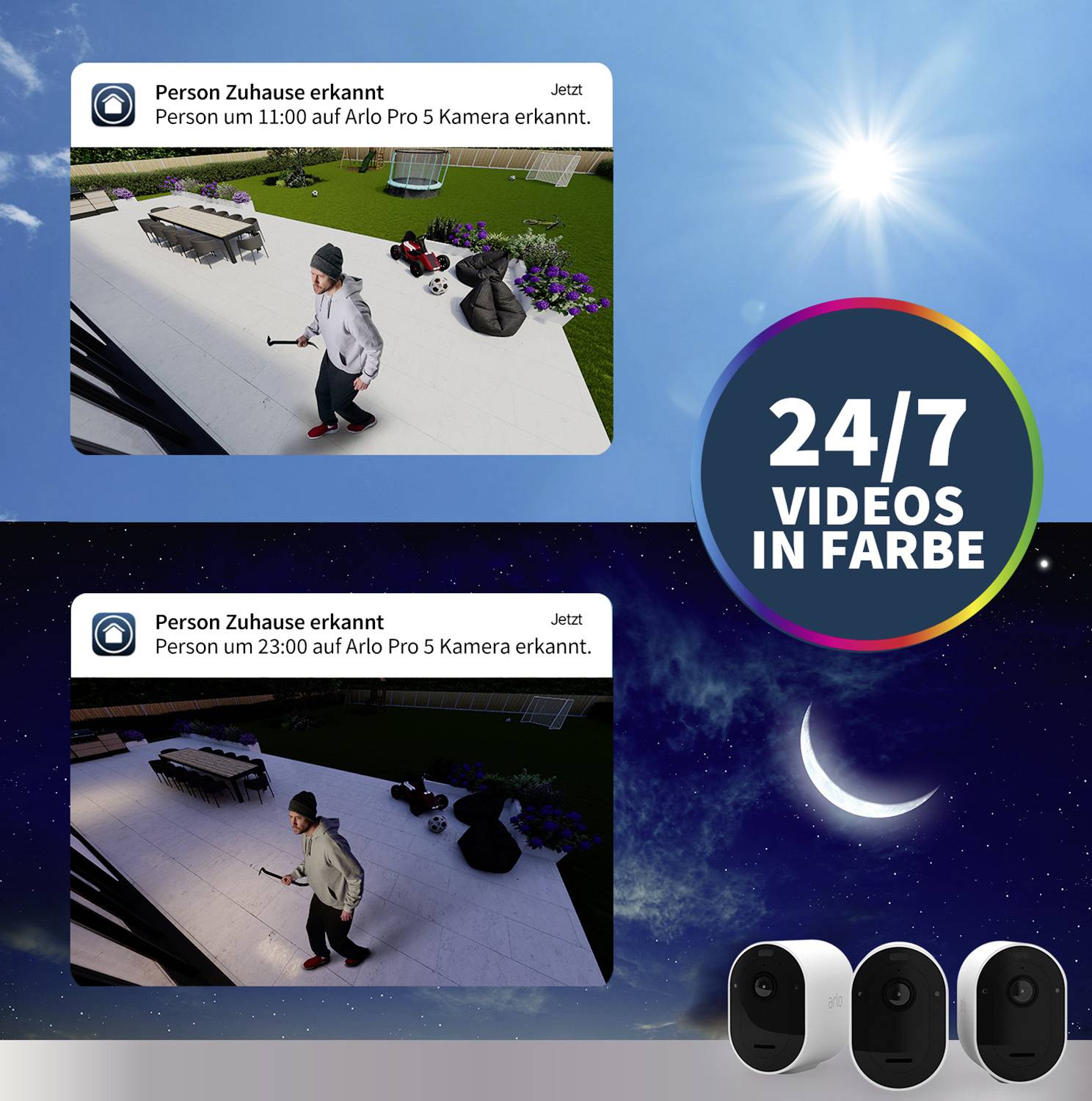 ARLO Pro 5 Spotlight Security Camera with 2x Camera Kit VMC4260P-100EUS WLAN IP-Kit videocamere sorveglianza con 2 camer-3