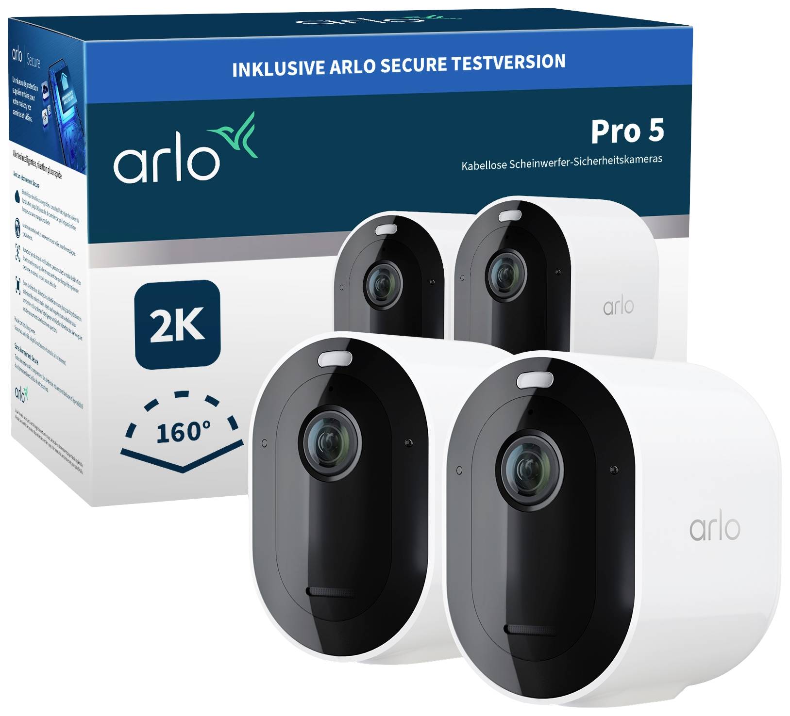 ARLO Pro 5 Spotlight Security Camera with 2x Camera Kit VMC4260P-100EUS WLAN IP-Kit videocamere sorveglianza con 2 camer-0