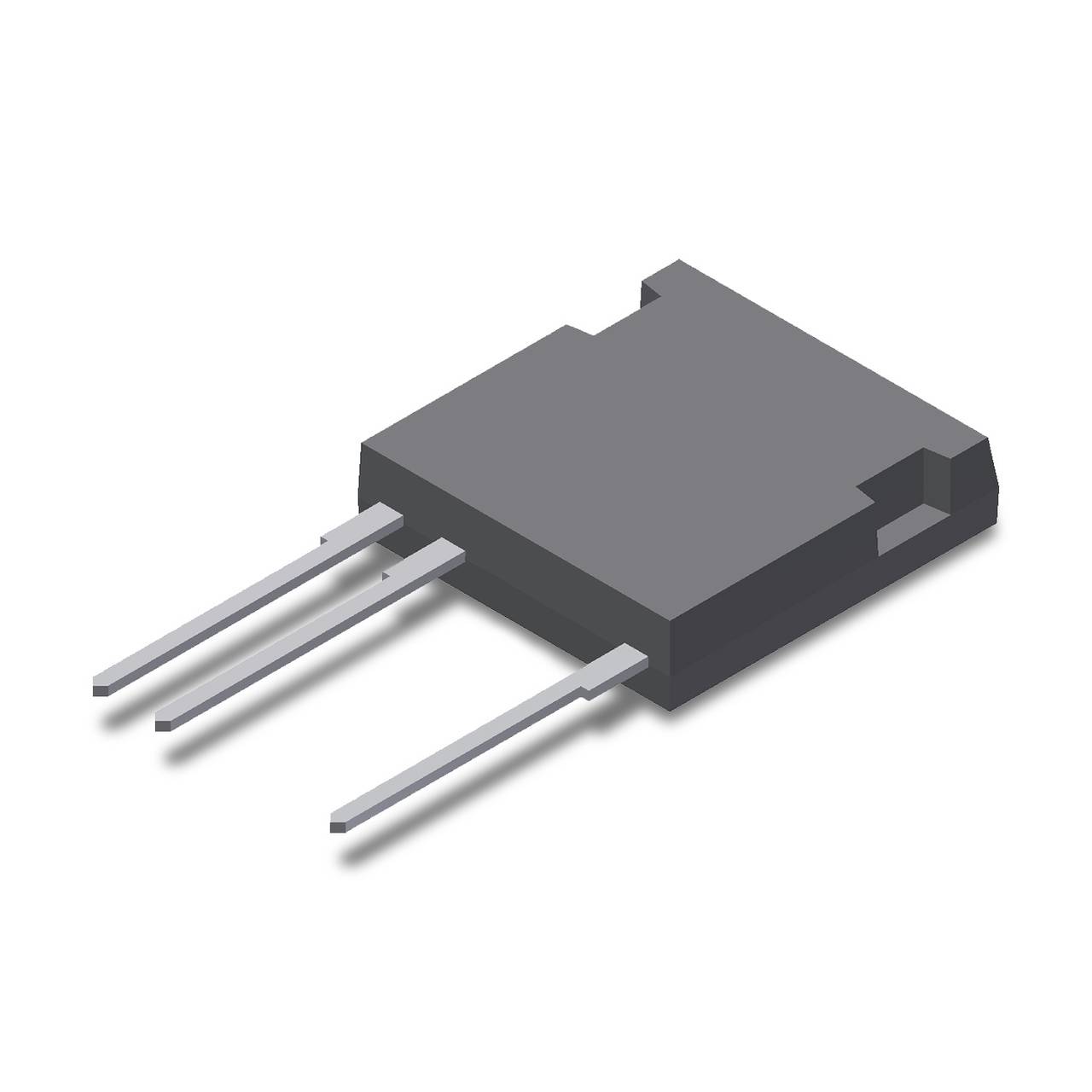 Transistor MOSFET di potenza con tre pin di connessione, comunemente utilizzato in circuiti elettronici per la regolazione della tensione.