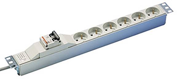 Multipresa a sei prese con interruttore, idonea alla distribuzione di corrente in ambienti tecnici.