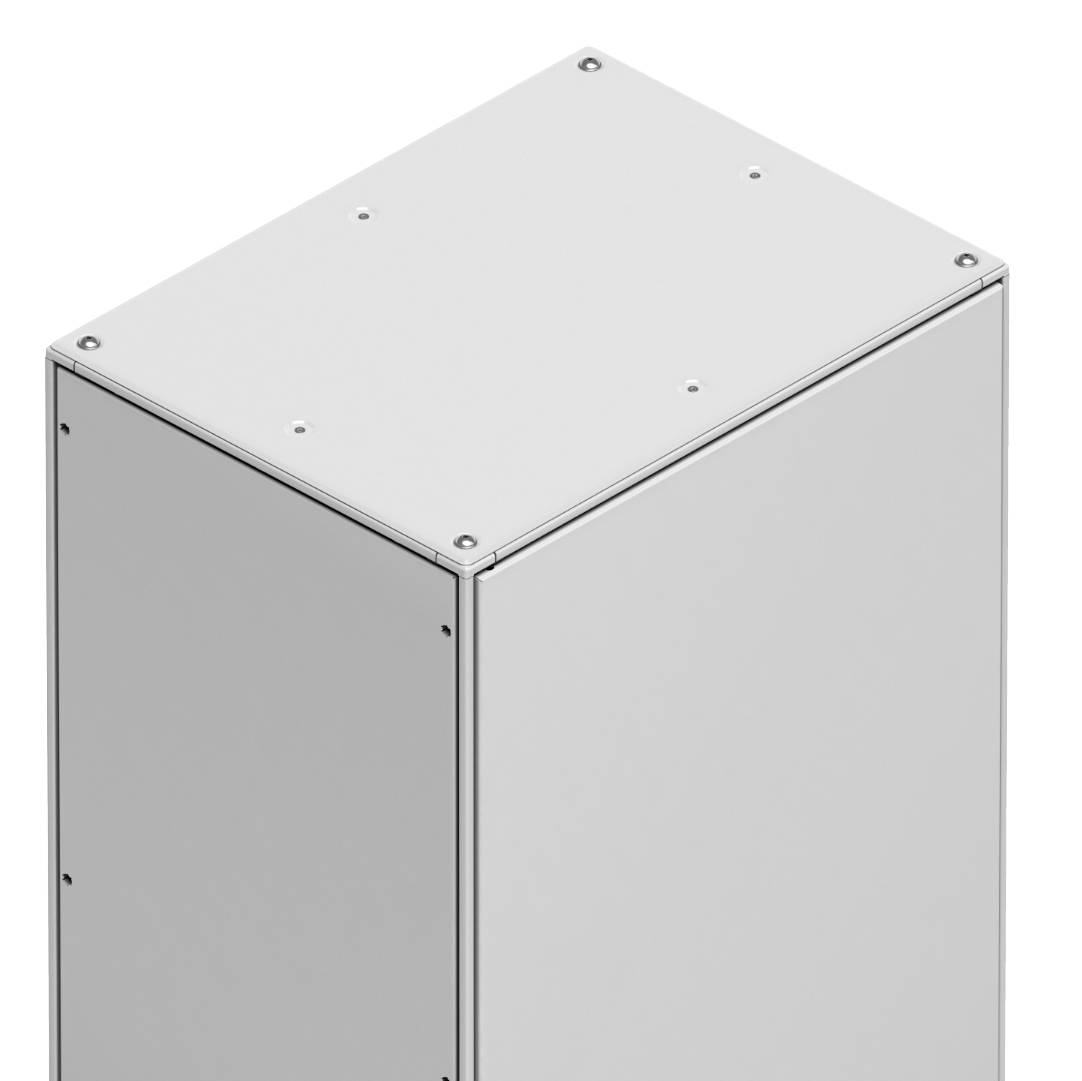Oggetto bianco a forma di cubo con viti sulla superficie superiore.