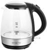 EMERIO WK-125145 Bollitore senza filo Vetro, Nero, Argento Capacità effettiva: 1.2 l