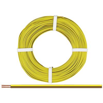 Un cavo giallo arrotolato a bobina, con un filo di rame visibile a un'estremità. Adatto per installazioni elettriche.
