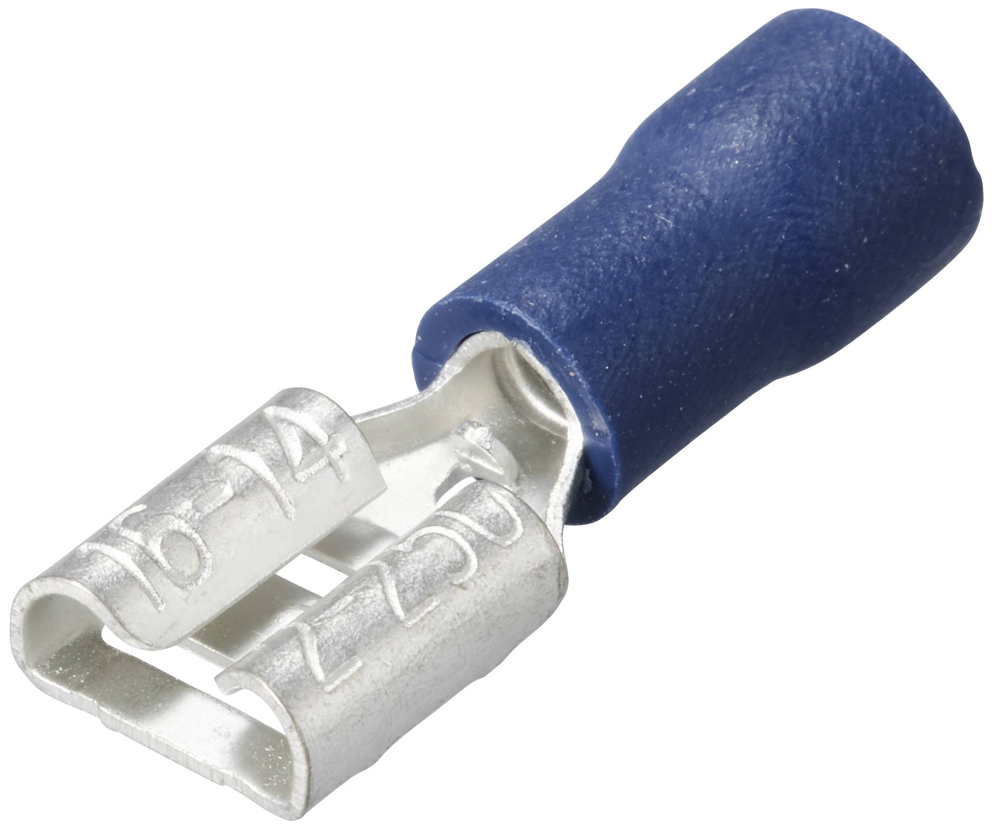 Un connettore blu con contatti metallici, idoneo per collegare linee elettriche.